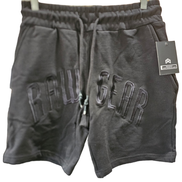 Rawgear Other - Rawgear Men's Cotton Shorts With Tonal Embroidered Front In Black Size M NWT
